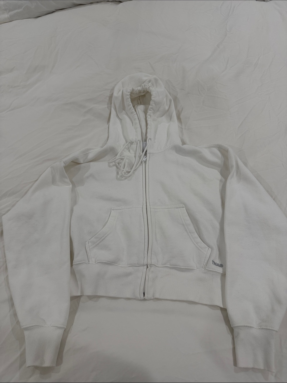 Artizia White Boyfriend Fit Cropped Zip-Up Hoodie